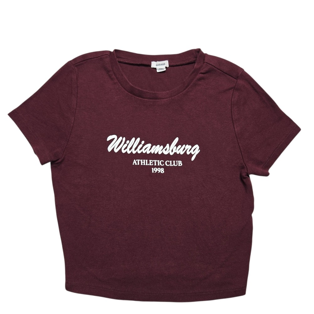 Garage Crop Top Womens Small Burgundy Baby Tee Williamsburg Athletic Club